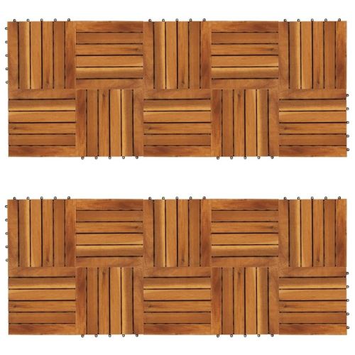 Decking Tiles Vertical Pattern 11.8"x11.8" Acacia Set of 20