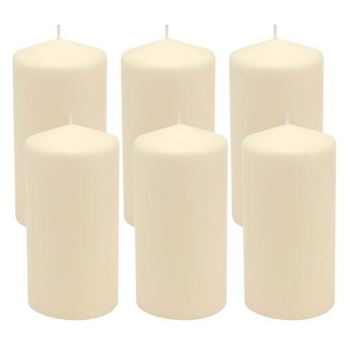 Stonebriar 3" x 6" Unscented 1-Wick Ivory Pillar Candles, 6 Pack