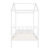 Twin Size Wood House Bed with Storage Space, White
